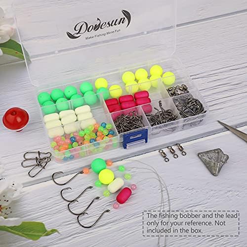 Dovesun 220/104/80/60/54/52/42pcs Pompano Rig Floats for Surf Fishing Foam Bobbers for Fishing Fly Fishing Bobbers Floats Bright Color Kit/Round/Cylindrical/Heart/Bullet/Pill/Spin Shape - Image 6