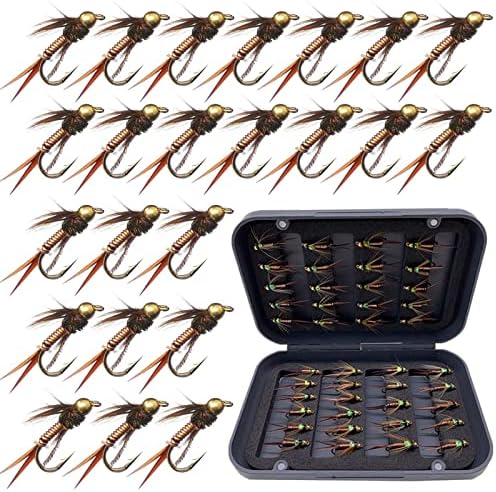 24Pcs Fly Fishing Flies Trout Lures Fishing Tackle Fly Fishing Flies with Boxed Trout Bass Artificial Fish Bait by Qievcrme