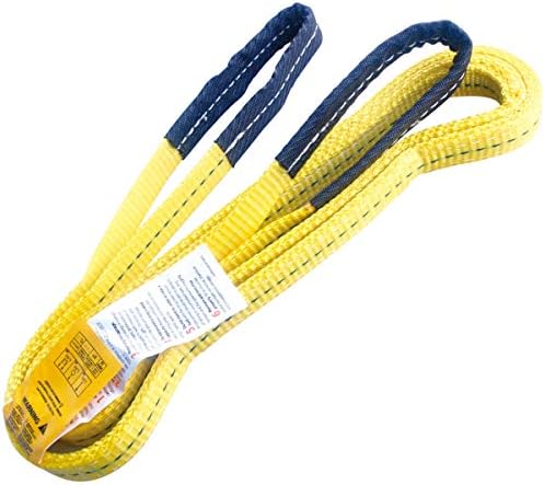 1" x 14' Polyester Lifting Sling Tow Strap Flat Eye & Eye 2PLY Vertical 3200 LBS Basket 6400 LBS Choker 2560 LBS by YellowLifting