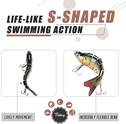 TRUSCEND Swimmax Easy Catch Fishing Lures with BKK Hooks, Wiggling, Vibrating, Rattling and Gurgling for More Bites, Heavy-Duty Dyneema Fiber Jointed Swimbaits for Bass, Trout, Crappie, Walleye, Pike - Image 5