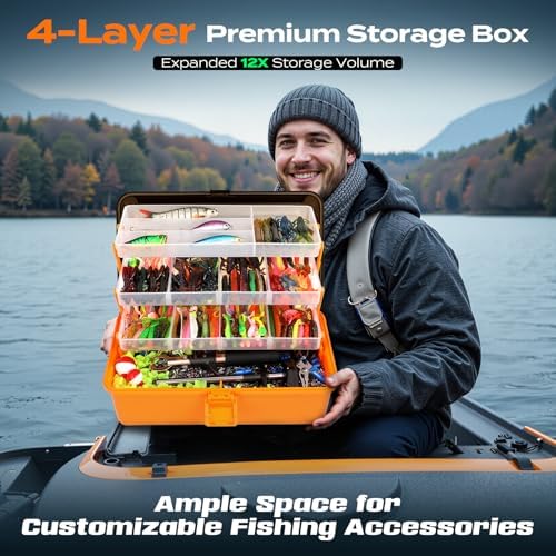 PLUSINNO Fishing Tackle Kit, Large 12X Spacious 4-Layer Tackle Box, 547 Pcs - Image 3