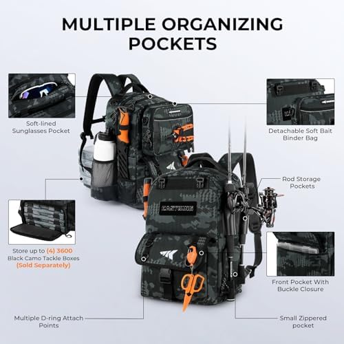 KastKing BaitSpace 50L Fishing Backpack with 4 Tackle Boxes, 2 Rod Holders - Image 4
