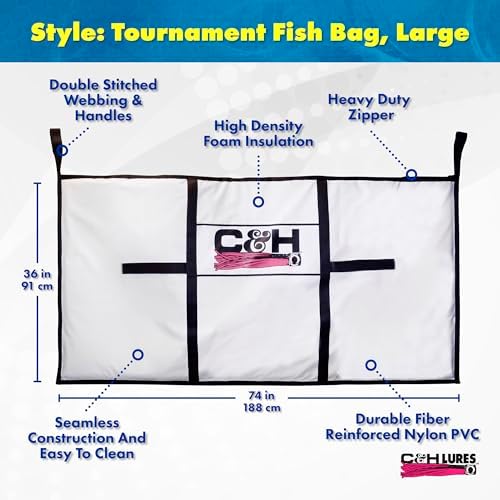 C&H Lures Fish Bag - Durable Fish Cooler, 40 in x 88 in, X-Large, White - Image 5