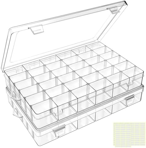 DILIBRA 2 Pack 36 Grids Large Plastic Organizer Box with Adjustable Divider by DILIBRA