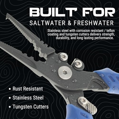 Reaction Tackle Fishing Pliers, Stainless Steel Saltwater Pliers with Braid Cutter, Hook Remover and Crimper, PTFE Coated Coated with Sheath and Lanyard - Image 4