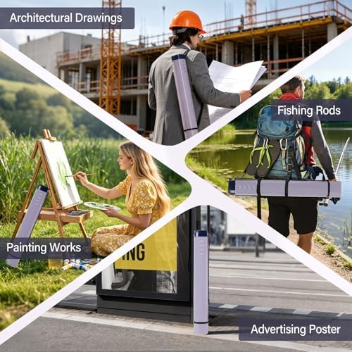 DEWEL Adjustable Poster Tube 24.5"-42", Expandable Drawing Tube with Strap - Image 6