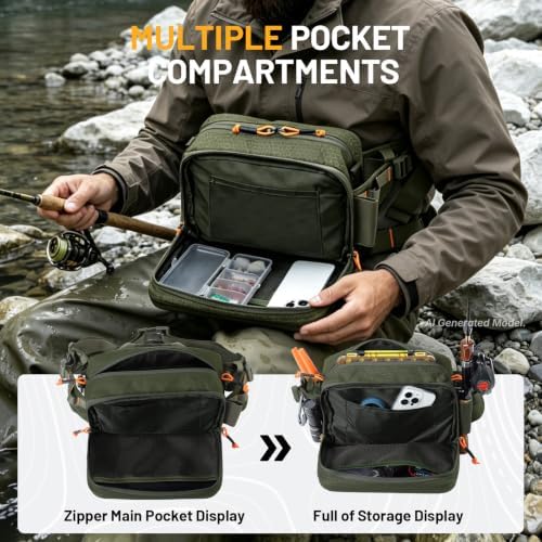 AUMENТAR Fishing Waist Bag, Lure Fishing Fanny Pack, Hard Shell Tackle Bag - Image 4
