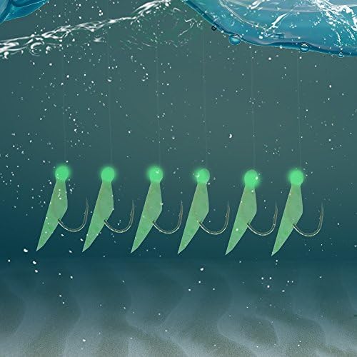 Fishing Bait Rigs Saltwater, 12 Packs Surf Fishing Lure Bait Rigs Set with Fish Skin Glow Beads String Hooks Swivels Mackeral Herring Baitfish Sea Bass Rigs - Image 6