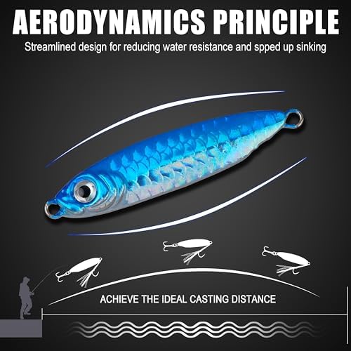 Saltwater Fishing Jigs Metal Jigging Spoon Long Casting Fishing Spoons Lures Jigging Fishing Lures Sinking Metal Spoon Vertical Slow Pitch Jigs with Assist Hook for Bass Salmon Trout - Image 3
