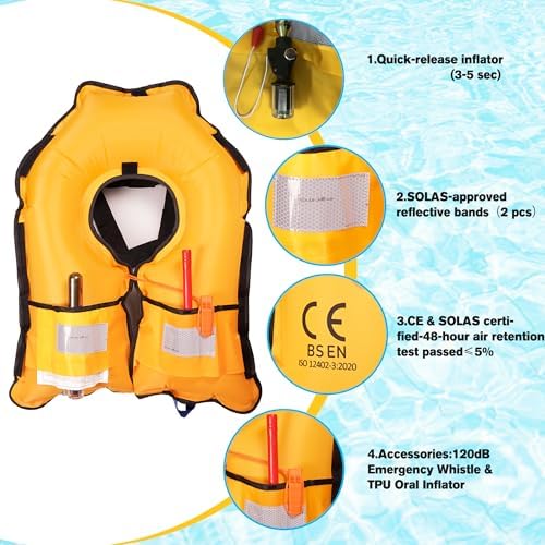 Inflatable-Life-Jacket| Lightweight Life-Vest for Adults| Automatic Inflatable-PFD| Supports up to 300 lbs - Image 5