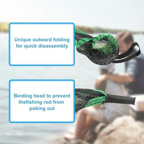 PATIKIL Rod Sock, Fishing Rod Sleeve Cover Braided Mesh Pole Protector Gloves Fishing Tools Pointed End for Spinning Fishing Rod Fly Rod Ice Rod Casting Rod - Image 6