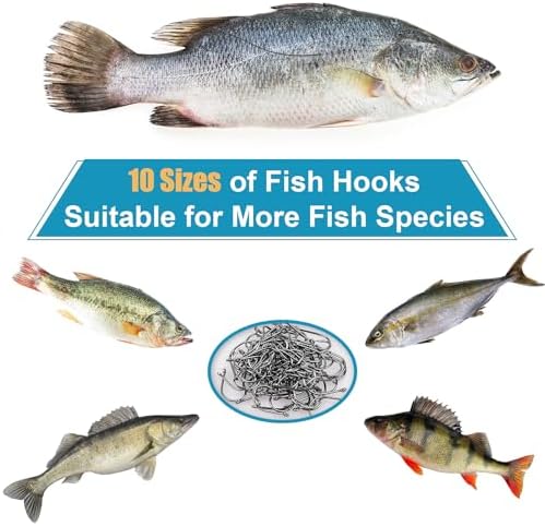 100/500PCS Fishing Hooks, Carbon Steel Sharp Barbed Fish Hooks W/Box - Image 6
