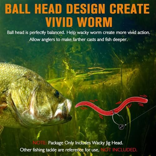 Dovesun 12PCS Weedless Jig Head Wacky Rig Hooks Weedless Fishing Hooks Jig Heads for Bass Fishing Worm Weights Hook 1/16oz 1/10oz 1/8oz 1/5oz - Image 4