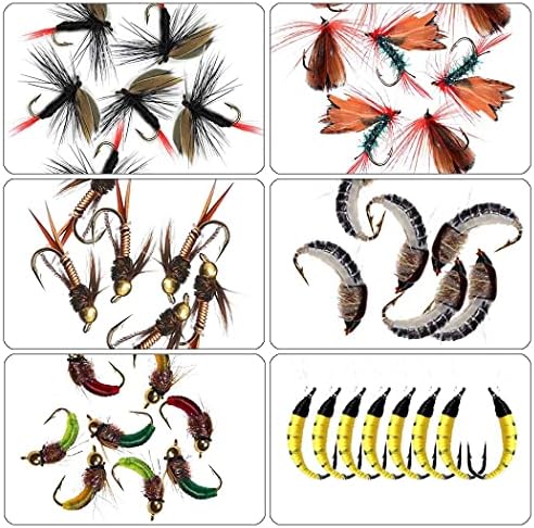 Fly Fishing Flies Kit 40/137pcs Dry/Wet Flies Assortment Nyphms Popper Streamer for Trout Bass Steelhead Fish+ Fly Box - Image 4
