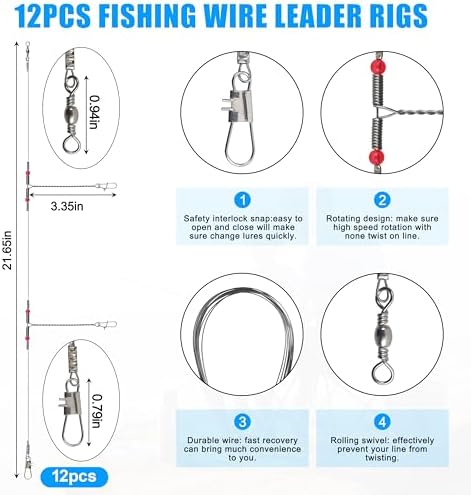 Saltwater Surf Fishing Tackle Kit - Saltwater Surf Fishing Rigs Bottom Rigs Include Fishing Leader Rigs Pyramid Sinkers Bass Casting Sinker Circle Hooks for Striped Bass Red Drum Flounder - Image 3