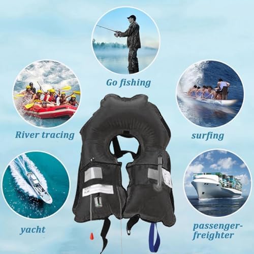 2-Pcs Automatic Inflatable Life Jacket,Adjustable Nylon Swim Vest with CO2 Inflation, Reflective Strips & Safety Buckle,Gas Cylinders Not Included. - Image 5