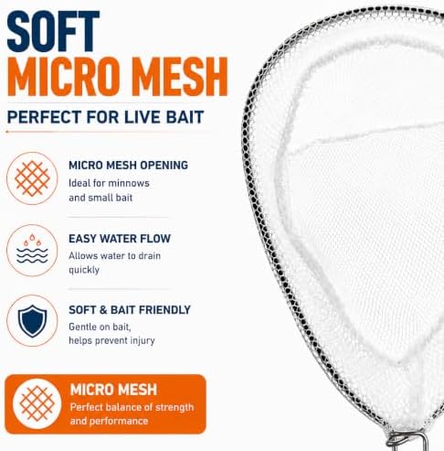 BasicGear Minnow Dip Net, 12 in, Micro Mesh for Bait Bucket - Image 5
