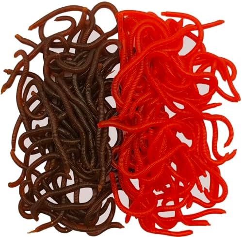 100 Pcs 3.3inch Soft Worms Fishing Lure Baits, Earthworm Baits Lifelike Fake Bloodworm,Fresh Water Fishing Bait by XYQMLY