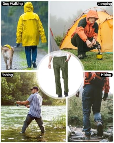 iCreek Men's Rain Pants Waterproof Breathable Lightweight Rain Over Pants - Image 6