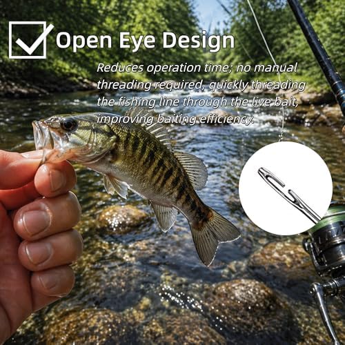 Stainless Steel Fishing Bait Rigging Needles Threader Set, Fish Bait Worm-Minnow-Anchovy Threader Needle Rustproof Threading Tool for Saltwater Freshwater Fishing Tackle Kit - Image 4