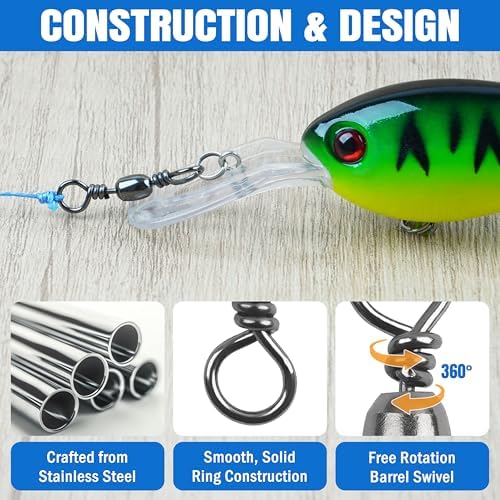 SILANON Barrel Swivels Fishing Tackle,60/120pcs Rolling Ball Fishing Swivels Connector Stainless Brass Solid Rings High Strength Saltwater Fishing Swivels Accessories - Image 4