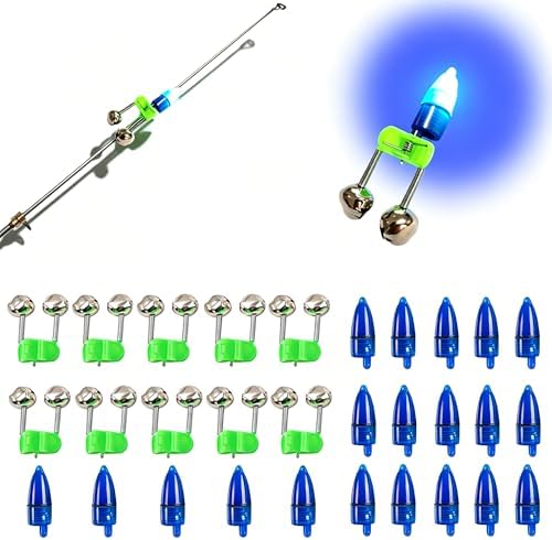 Fishing Bells with Lights, 30 Pcs Combo Set for Night Fishing Alarms by JZTang