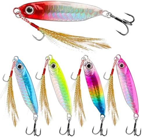 Jigs Fishing Lures Saltwater Fishing Spoons with Ultra-Sharp Hooks Micro Jigging Bait for Bass Tuna Salmon Grouper by Unknown