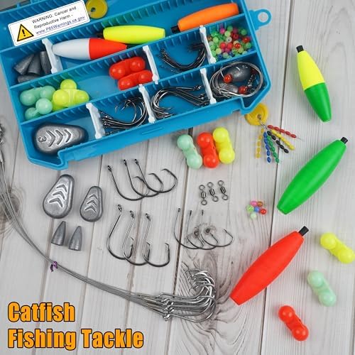 Catfish Rig Catfishing Tackle Making Kit,131/139pcs Santee Cooper Rigs with Circle Hooks Peg Floats Bobber Stoppers Swivels Rattle Bell Beads Catfishing Gear Equipment - Image 5