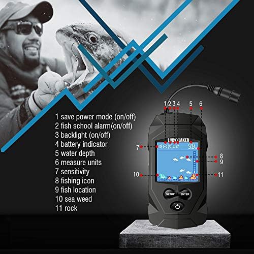 LUCKYLAKER Depth Handheld Fish Finder Display Boat Ice Fishing Finder Sonar Portable Wired Fish Finders Transducer LCD Monitor - Image 5