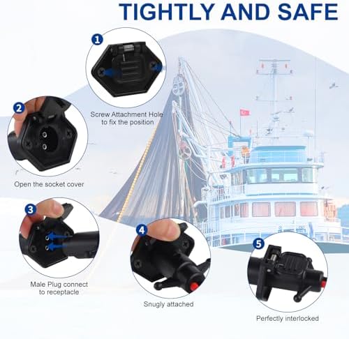 Trolling Motor Plug Socket Set, 12-24V 8Gauge 2 Wire Compatible with Minn Kota Marine Boat,Kayak, Waterproof Male & Female Connector, Trolling Motor Plug and Receptacle. - Image 3