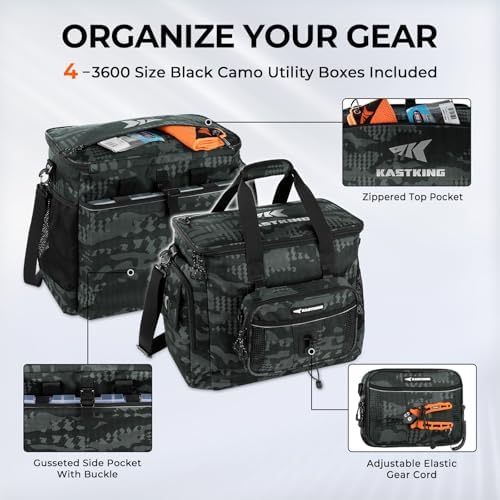 KastKing BaitSpace Tackle Bag with Removable Bait Binder, 4 Tackle Boxes - Image 5