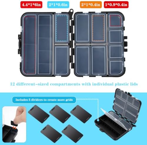 8 Pack Small Tackle Box, Plastic Fishing Organizer with 12 Compartments & Lanyard, Large Tackle Storage Containers for Hooks Lures Baits - Image 3