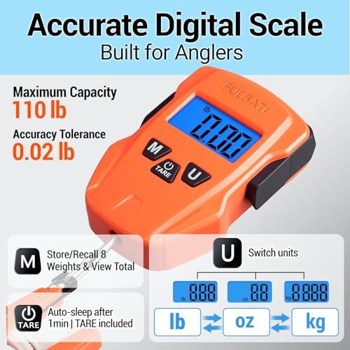 Fish Scale with Lip Gripper, 110 lb, Multi-Mode lb/oz/kg, Measuring Tape - Image 3