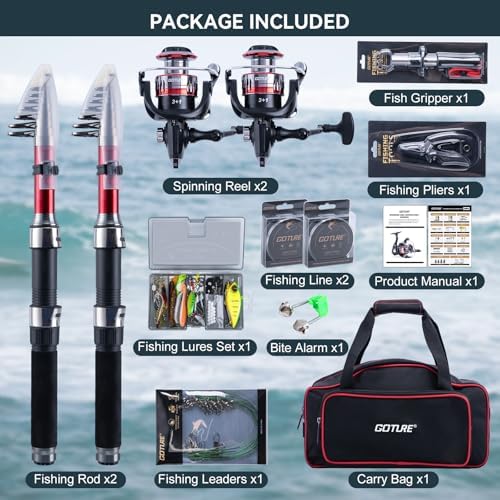 Goture 2-Pack Fishing Rod and Reel Combo with Carrier Bag,1.8M-2.7M - Image 2