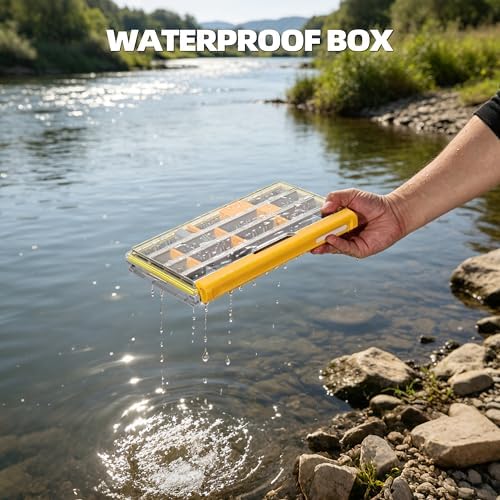 RUNCL 3600 Standard Fishing Tackle Box, Waterproof Floating Lure Storage Box with Adjustable Dividers, Clear Rust-Proof Utility Tray for Terminal Tackle, Hooks and Sinkers - Image 2