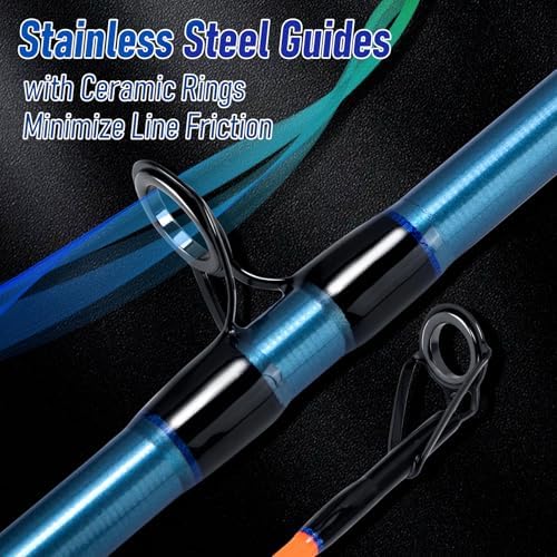 Dr.Fish Spinning Fishing Rod for Surf Fishing, Hard Power, Extra Fast, 3 Section Carbon Fiber Stainless Steel Guide EVA Grip Surf Casting Saltwater Fishing Pole Beach Trolling - Image 3