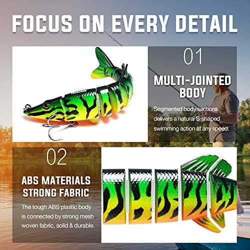 TRUSCEND Swimmax Easy Catch Fishing Lures with BKK Hooks, Wiggling, Vibrating, Rattling and Gurgling for More Bite, Heavy-Duty Dyneema Fiber Jointed Swimbaits for Bass, Trout, Walleye, Crappie, Pike - Image 3