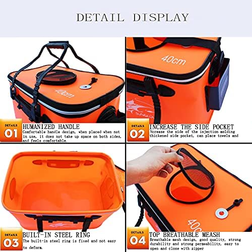 Grneric Fishing Bucket, 6Gallon/8Gallon/10Gallon Foldable Fish Bucket,Live Fish Container Multi-Functional Live Fish Bait Bucket,Outdoor Camping EVA Fishing Bag and Fish Protection Bucket - Image 6