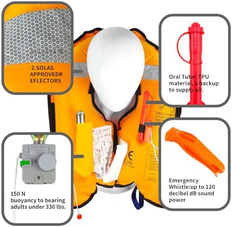 Manual Inflatable Life Jacket|Life Vest for Adults|PFD Low Profile|Supports up to 330 lbs(YSH700) - Image 3