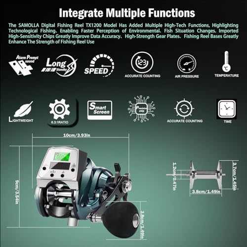 Line Counter Digital Baitcasting Fishing Reel with LCD Display Ultralight Baitcaster Reel, 22-35 Lb Max Drag, 6.3:1/7.2:1 Gear Ratio, Left/Right Hand, for Freshwater & Saltwater - Image 6