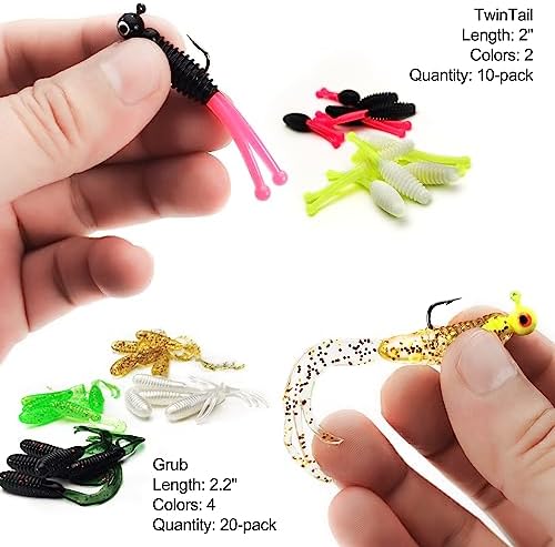 Crappie Tube Lures Jig Heads Soft Plastic Baits Worms Kit - Image 5