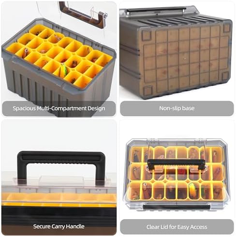 RUNCL Fishing Tackle Box with Clear Lid - Large-Capacity Multi-Slot Organizer, Rigid Hard Lure Organizer, Durable for Freshwater Bass & Saltwater Fishing - Image 2