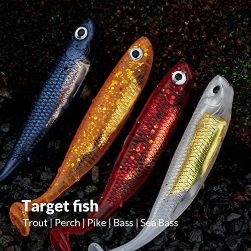 QualyQualy Soft Plastic Swimbait Paddle Tail Shad Lure Soft Bass Shad Bait Minnow Paddle Tail Swim Bait for Bass Trout Walleye Crappie - 2.75in, 3.14in, 3.94in, 5in - Image 6