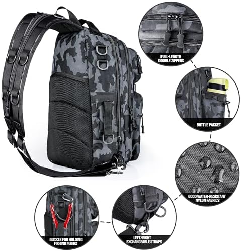 PLUSINNO Fishing Backpack, Fishing gear,Tackle Bag, Water-Resistant Bag with Rod Holder, Ideal Gifts for Men - Image 4