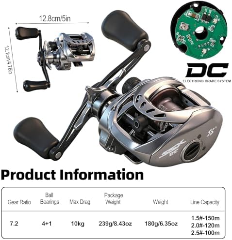 Sougayilang Baitcasting Reel with Digital Anti-Backlash Control - Smart Computer Braking System, 7.2:1 Gear Ratio, 18.5LB Max Drag-Easy Casting Baitcaster for Beginners & Bass Anglers - Image 3