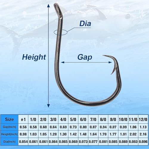 XFISHMAN Circle Hooks - Octopus Hooks Saltwater - 50 Pack #1 12/0 - Image 3