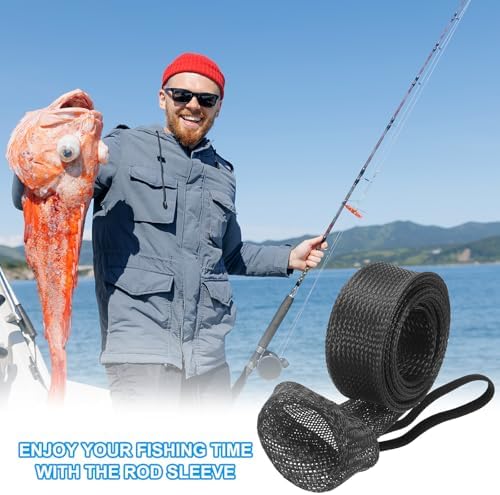 PATIKIL Rod Sock, Fishing Rod Sleeve Cover Braided Mesh Pole Protector Gloves Fishing Tools Pointed End for Spinning Fishing Rod Fly Rod Ice Rod Casting Rod - Image 7