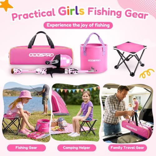 ODDSPRO Kids Fishing Pole - Portable Kids Fishing Rod and Reel Combo, Kids Fishing Gear with Tackle Box, Spincast Reel, Collapsible Chair and Bucket, Fishing Pole for Kids Boys Girls Toddler Youth 3+ - Image 5