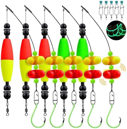 PROBEROS Catfish Fishing Rigs - Bank Fishing Set with 5pcs/Set, 6/0, 8/0, 10/0 Circle Hooks Circle Hooks, High Visibility, Ready to Use Catfish Rigs by Proberos