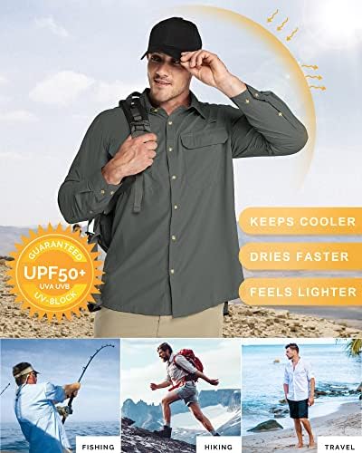 33,000ft Men's Long Sleeve Sun Protection Shirt UPF 50+ UV Quick Dry Cooling Fishing Shirts for Travel Safari Camping Hiking - Image 4